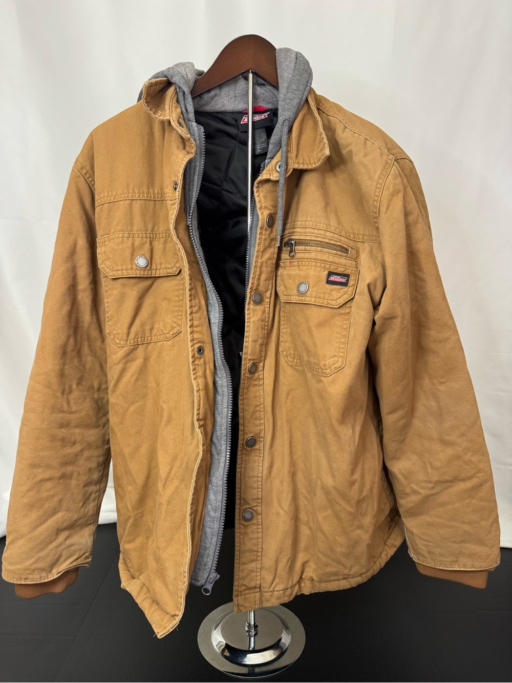 Dickies Brown Work Field Jacket with Gray Removable Hood